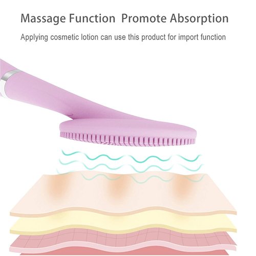Sonic Facial Cleansing Brush, Lyrzzey Portable Handled Face Cleansing Brush with 5 Adjustable Speeds Vibrating Rechargeable Face Cleansing Brush for Deep Cleaning Gentle Exfoliating Massaging(Pink)