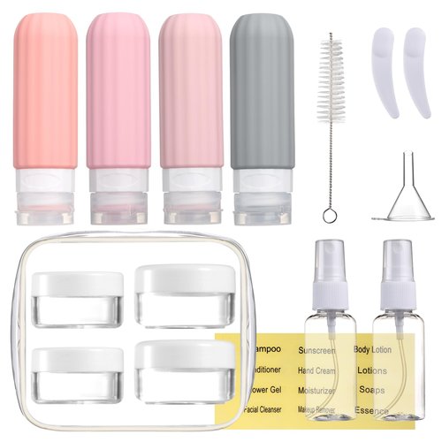 Mrsdry 16 Pack Travel Bottles Set for Toiletries, Leakproof Travel Containers for Toiletries TSA Approved Silicone Travel Accessories Squeezable Refillable 3oz for Shampoo Conditioner Lotion