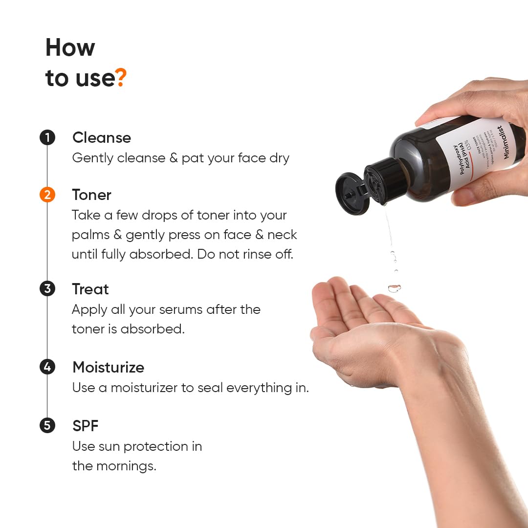 Minimalist Hydrating Toner for Face | 3% PHA Facial Toner for Pore Tightening | Mild Exfoliation, pH Balancing & Rebalancing Skin Microbiome | for Women & Men | 5 Fl Oz / 150 ml