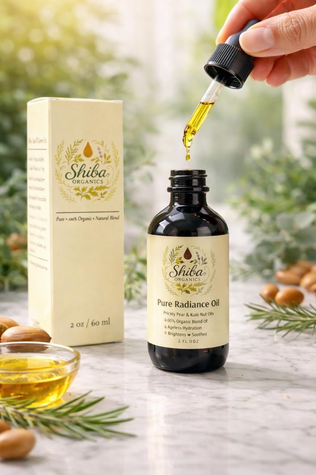 Shiba Organics Pure Radiance Oil - Face Oil for Glowing Skin, Hydrating Facial Oil with Rosehip, Jojoba & Pomegranate. Lightweight Botanical Face Oil for Dry, Dull Skin - Natural Glow Oil Moisturizer