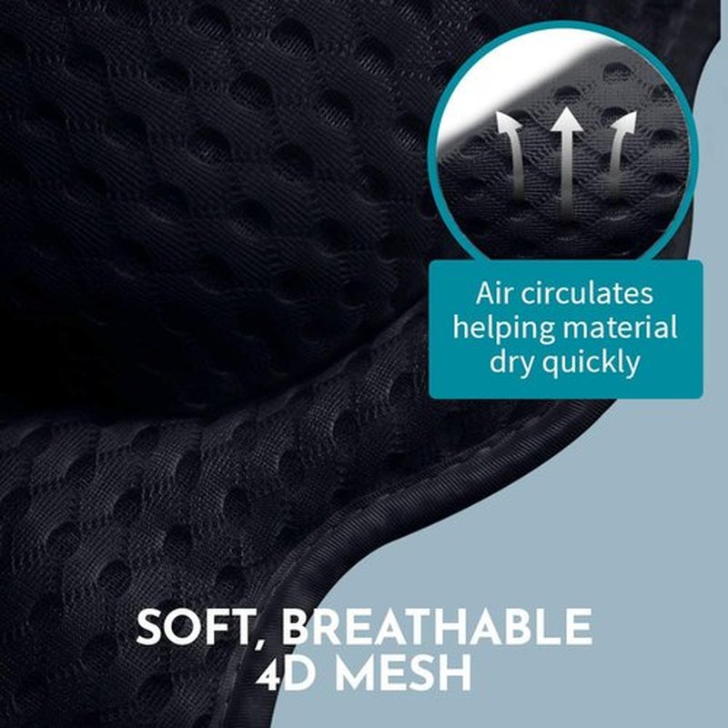 WONDERfoam Thick Padded Ergonomic Bath Pillow for Tub, Support for Head Neck and Back, Slip-Resistant, Machine Washable Breathable Quick Dry Mesh Bathtub Headrest Pillows, Spa Rest Accessories, Black