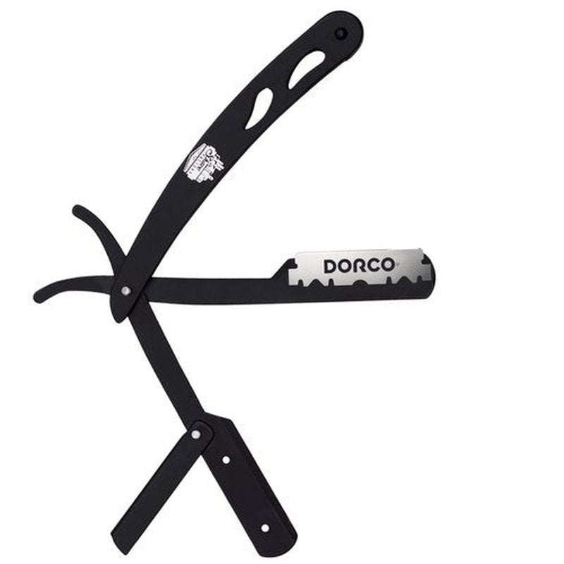 The Shave Factory Straight Edge Razor Kit (Black / 300 Dorco Single Edge Razor Blades Blue)