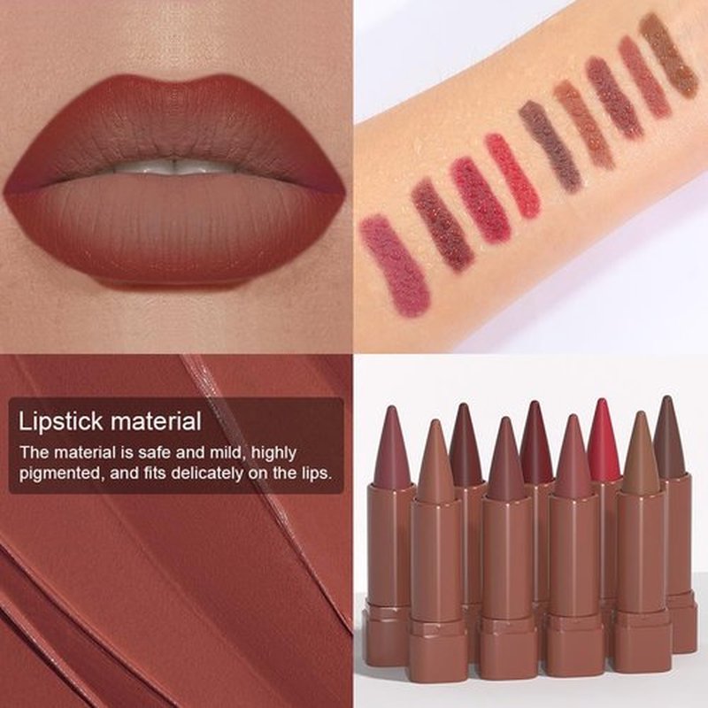 JUAAZIN Smokey Topaz Gradient Matte Lipstick Crayon Lip Liner pencil, Flawless Contour Gradual Ombre Effect lip Pencil, High Pigmented Long Lasting Waterproof Smudge Proof Lipstick Pencil 02#