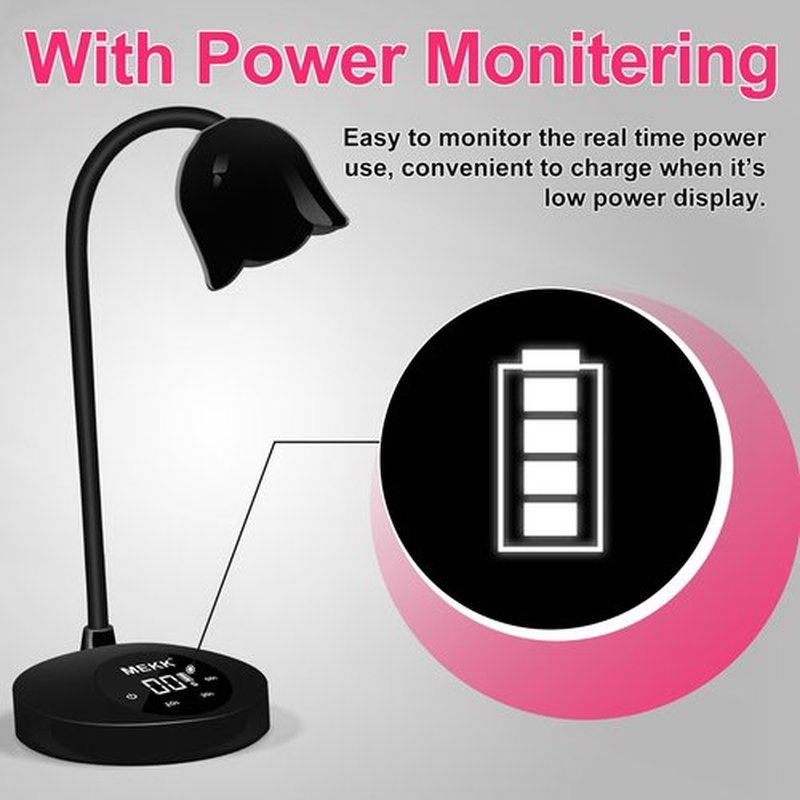 MEKK Gooseneck UV Nail Lamp Mini Cordless UV Light for Nails Rechargeable LED Flash Cure Nail Lamp 30W Professional with Sensor with Three Timers UV Nail Light for Gel X Lamp(Black)