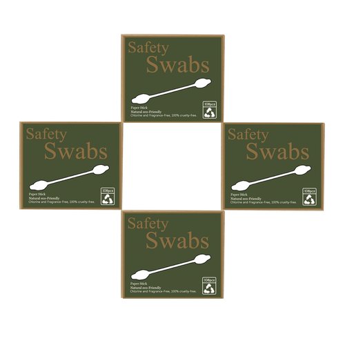 Safety Cotton Swabs,Large Tips with Paper Stick for Baby and Children Clean(4 Packs of 108ct,total 432)