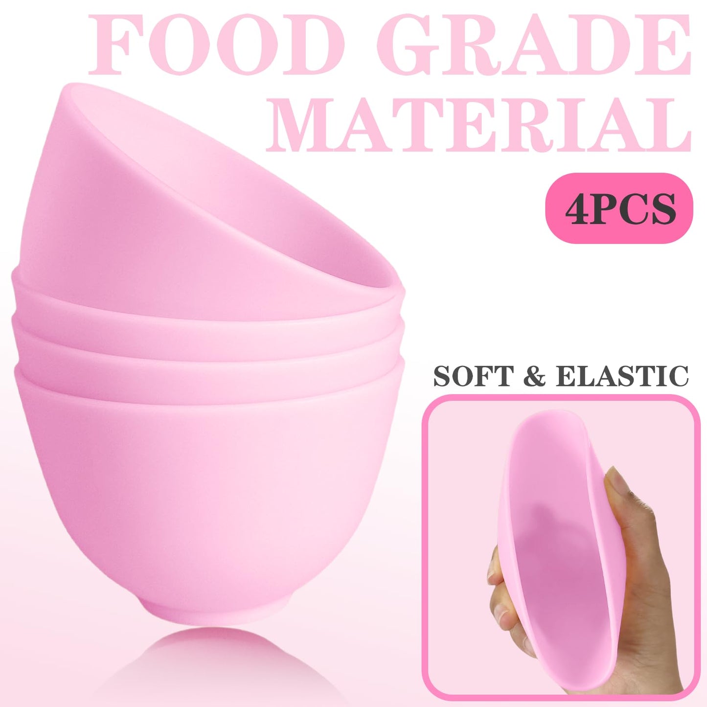 Bigwinyep Silicone Face Mask Mixing Bowl, Silicone Bowls for Facials, DIY facial mask mixing bowl for Home Salon Spa Face Skin Applicator Bowl, Pink