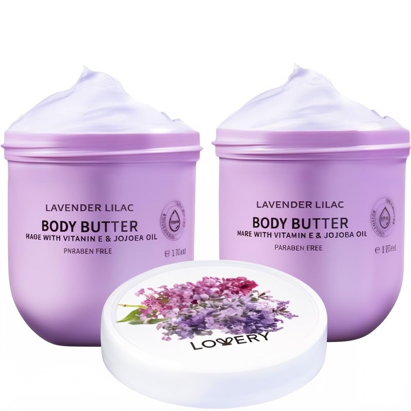 Lavender Lilac Body Butter - Hydrating Shea Cream with Jojoba Oil & Vitamin E | 12 Fl Oz