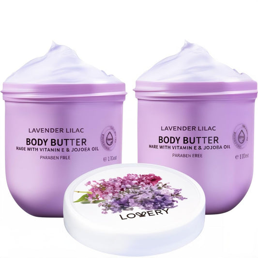Lavender Lilac Body Butter - Hydrating Shea Cream with Jojoba Oil & Vitamin E | 12 Fl Oz