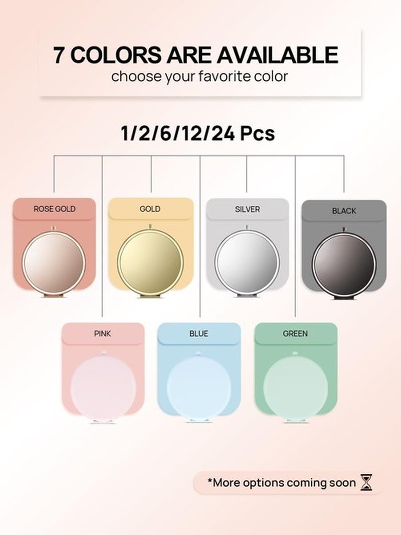 Getinbulk Compact Mirror Bulk, Pack of 12 Double-Sided 1X/2X Magnifying Metal Makeup Mirrors(Round, Pink Marshmallow)