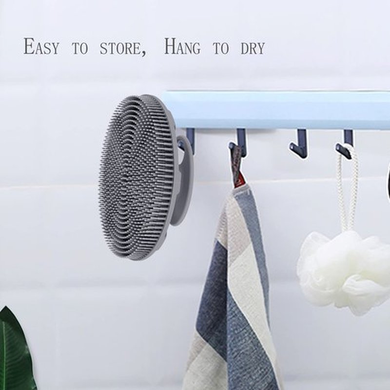 INNERNEED Food-Grade Soft Silicone Body Scrubber Shower Brush Handheld Cleansing Skin Brush, Gentle Exfoliating and Lather Well (Gray)