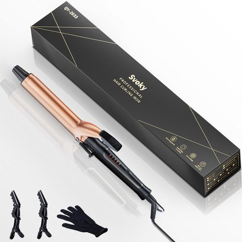 Svoky 1 1/4 Inch Extra Long Curling Iron with Ceramic Barrel, Professional Long Barrel Wand Curling Iron for Long Hair