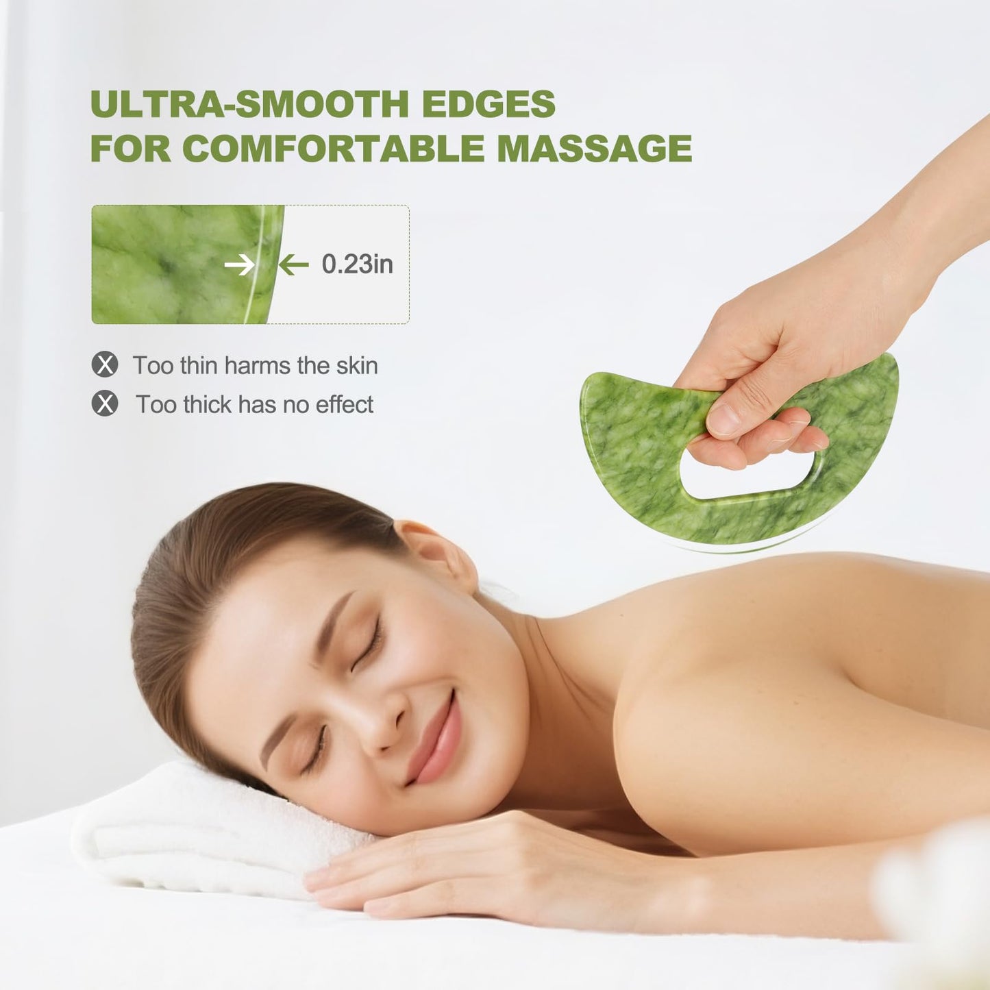 3 PCS Jade Stone Gua Sha Set Face Massager, Body Gua Sha Tool, Jade Gua Sha Facial Tools, Large Guasha Tool For Body, Face, Anti Cellulite, Lymphatic Drainage, Muscle Scraper, Valentine's Day Gifts
