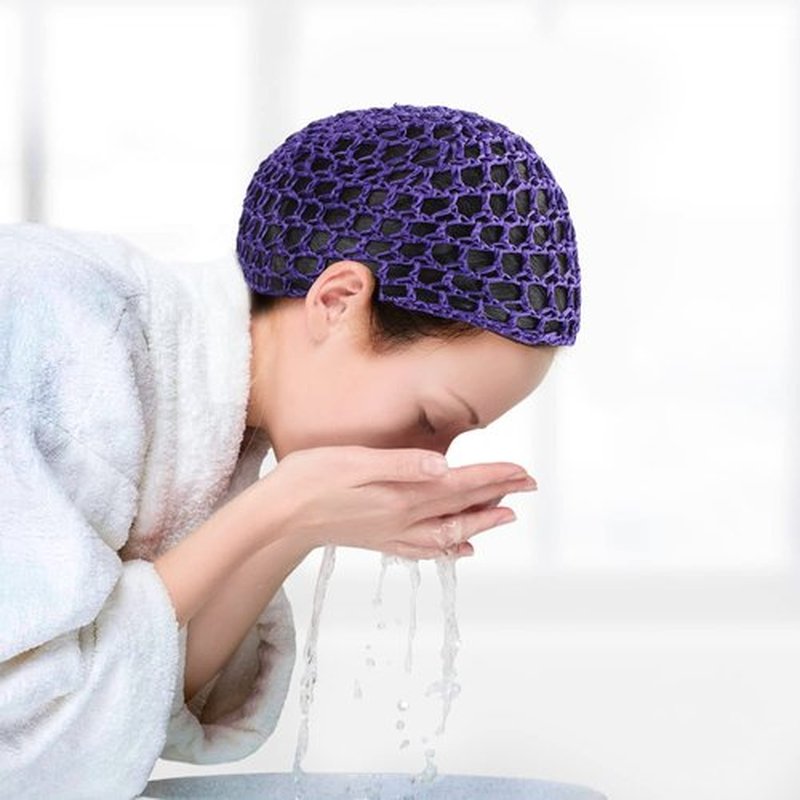 Etercycle 3 Pieces Mesh Crochet Hair Net Snoods for Women, Soft Rayon Knit Crochet Hairnet Hair Cover Accessory for Sleeping (Black, Purple, Blue)