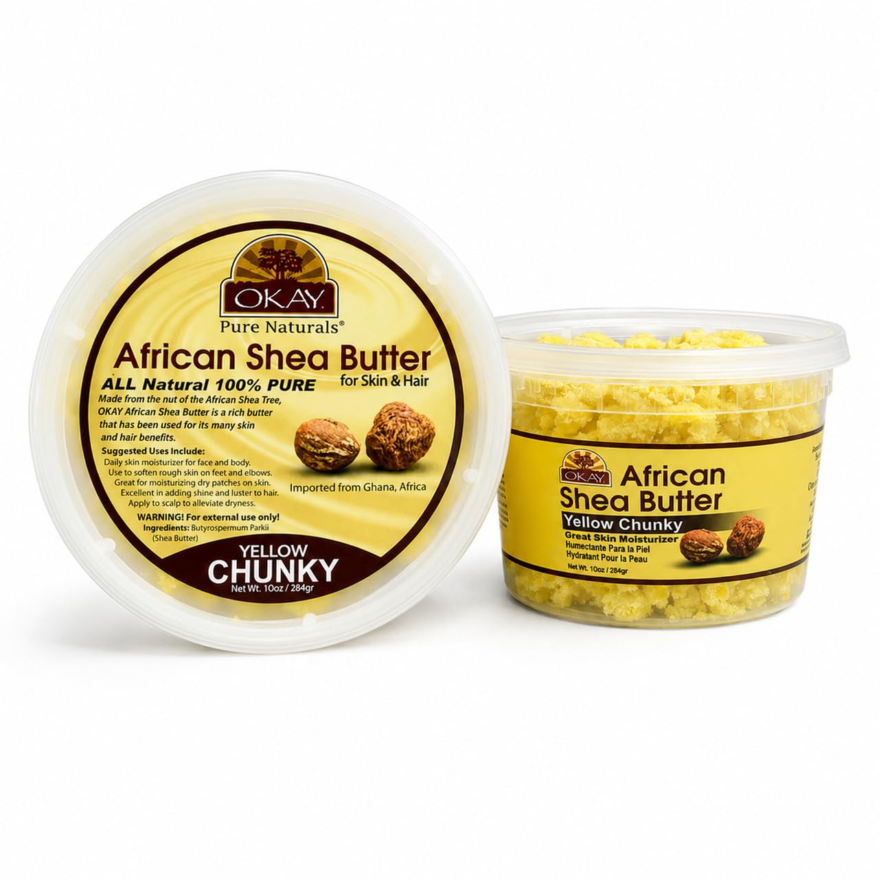 OKAY Raw African Shea Butter Yellow chunks10 oz – 100% Pure Unrefined Moisturizer for Face, Body & Hair – Deep Hydration for Dry Skin, Stretch Marks, Scalp Care & Hair Shine