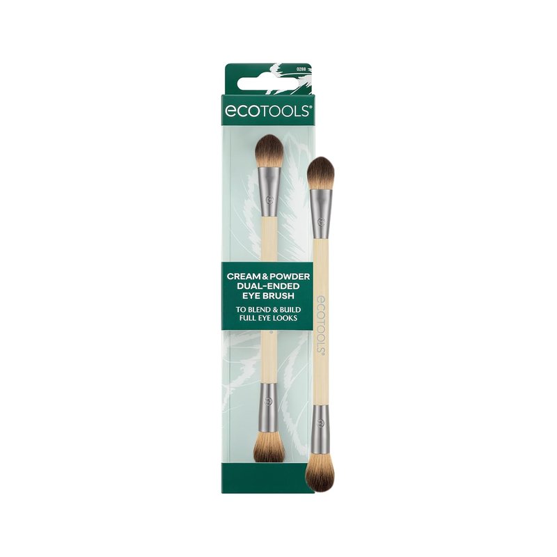EcoTools Dual-Ended Eye Brush - Cream & Powder Eyeshadow Brush for Blending & Packing | Vegan & Cruelty-Free