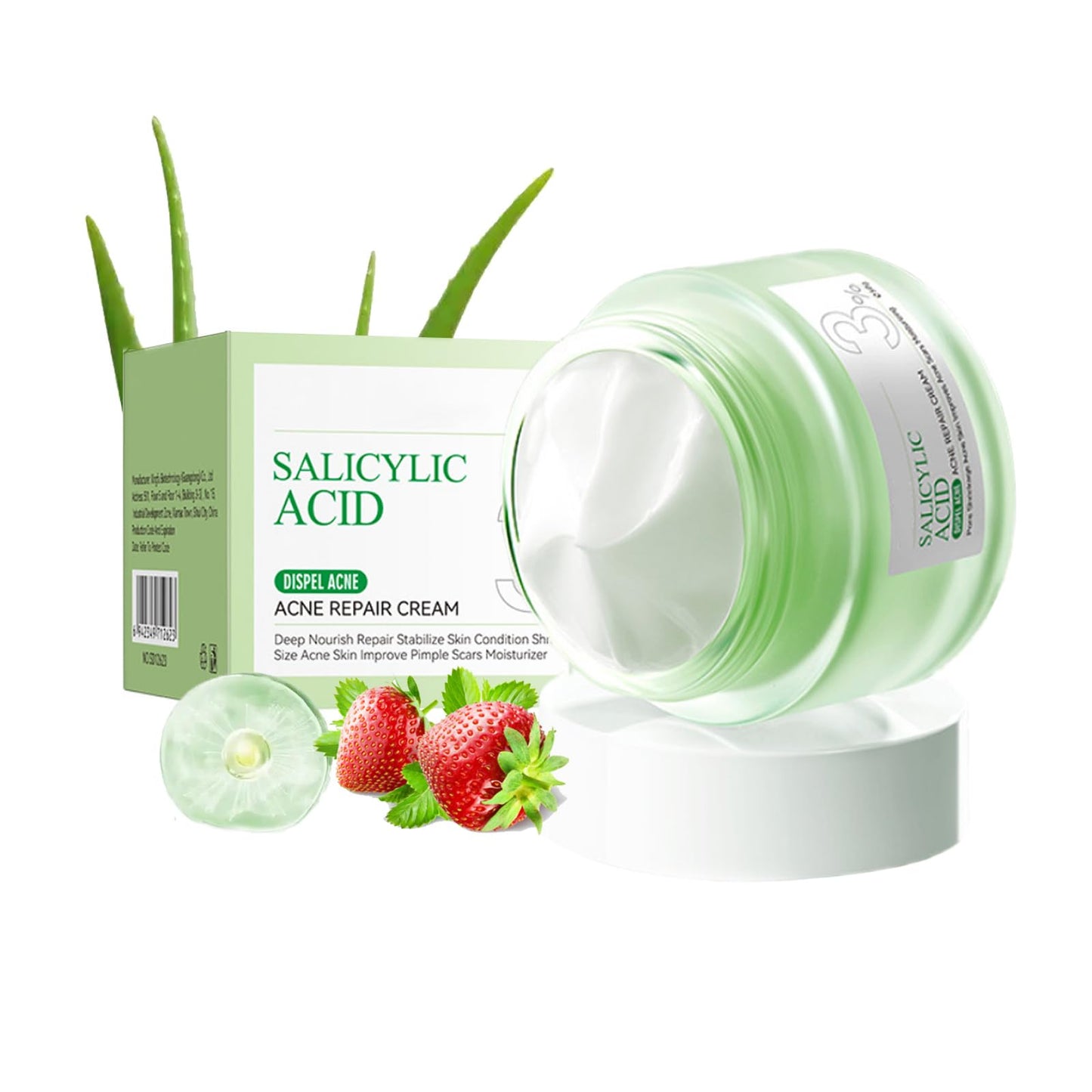Grospe Salicylic Acid Repair Cream,Salicylic Acid Face Moisturizer,Pore Shrinkage Acne Skin Improves Acine Scars Motsturizing,Suitable for Oily, Acne Prone Skin 50g