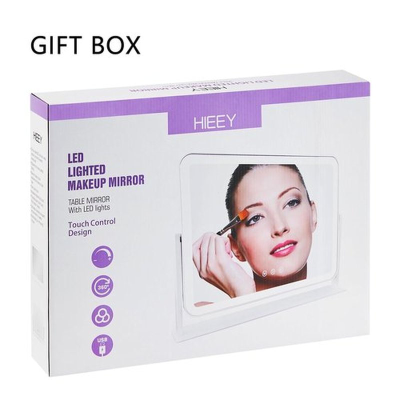 HIEEY Vanity Mirror with Lights, Lighted Makeup Mirror, Three Color Lighting Modes, and 5X Magnification Mirror, Smart Touch Control, 360°Rotation (15.7" x 11.8". White,Gift Box)