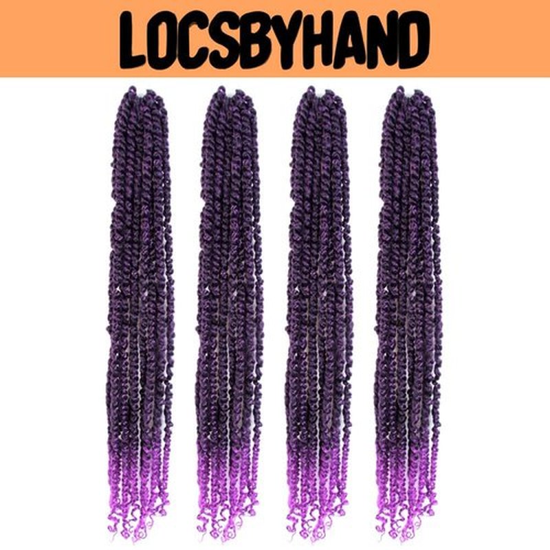 LOCSBYHAND 30 Inch Long Pre-looped/twisted Passion Twist Crochet Hair 4 Packs for Mixed-color Using (4 Packs, TPurple(Ombre Purple)