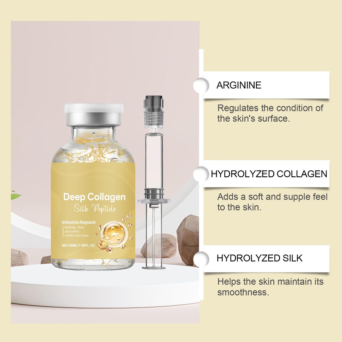 Silk Peptide Intensive Lifting Ampoule | Deeply Hydrates, Firms & Lifts, Revitalizing Facial Essence, Visibly Smoothes Fine Lines, Boosts Elasticity | Gift Set for Women, 50ml/1 Ampoule (2 Pcs)