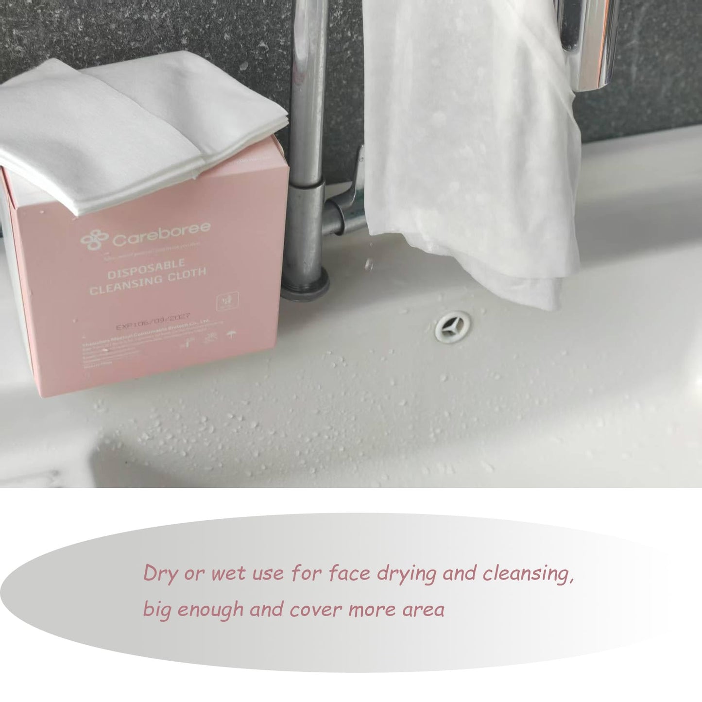 Careboree Extra Thick Cotton Face Cloths 2 Pack 12"x12" Ultra Absorbent