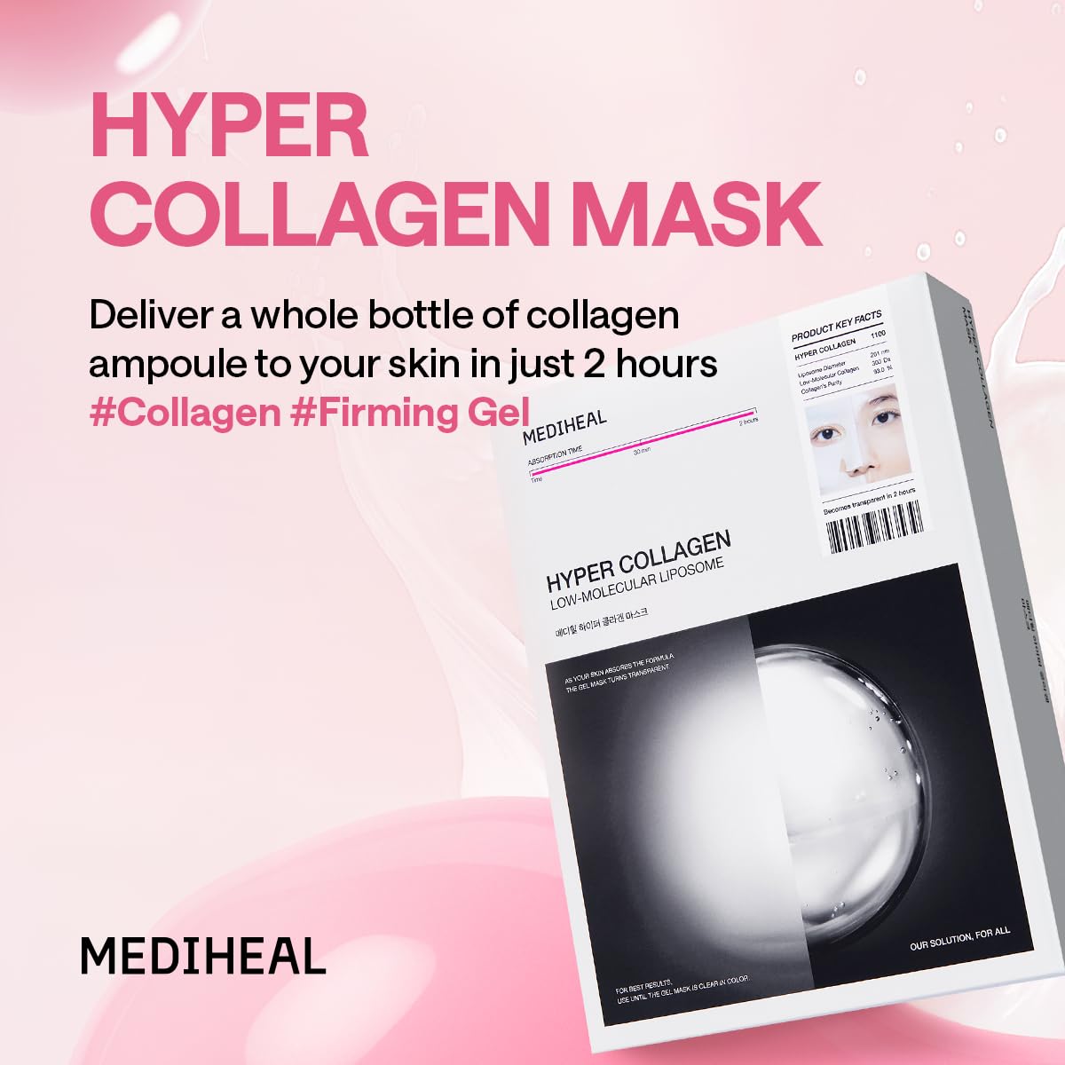 MEDIHEAL Hyper Collagen Mask (4 ea) for Plumping & Elasticity Care