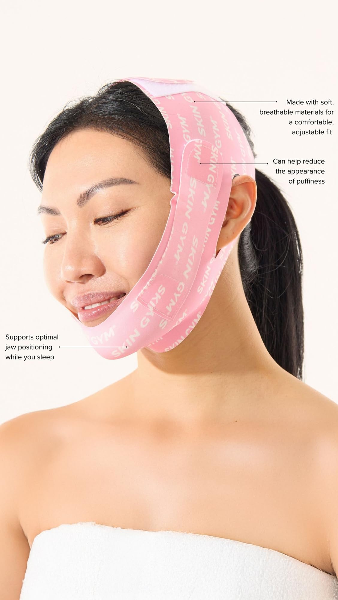 SKIN GYM Morning Shed Chin Strap for Sleeping, Adjustable Chin Strap for Overnight Wear, Soft Reusable Face Wrap for Comfort & Support During Sleep