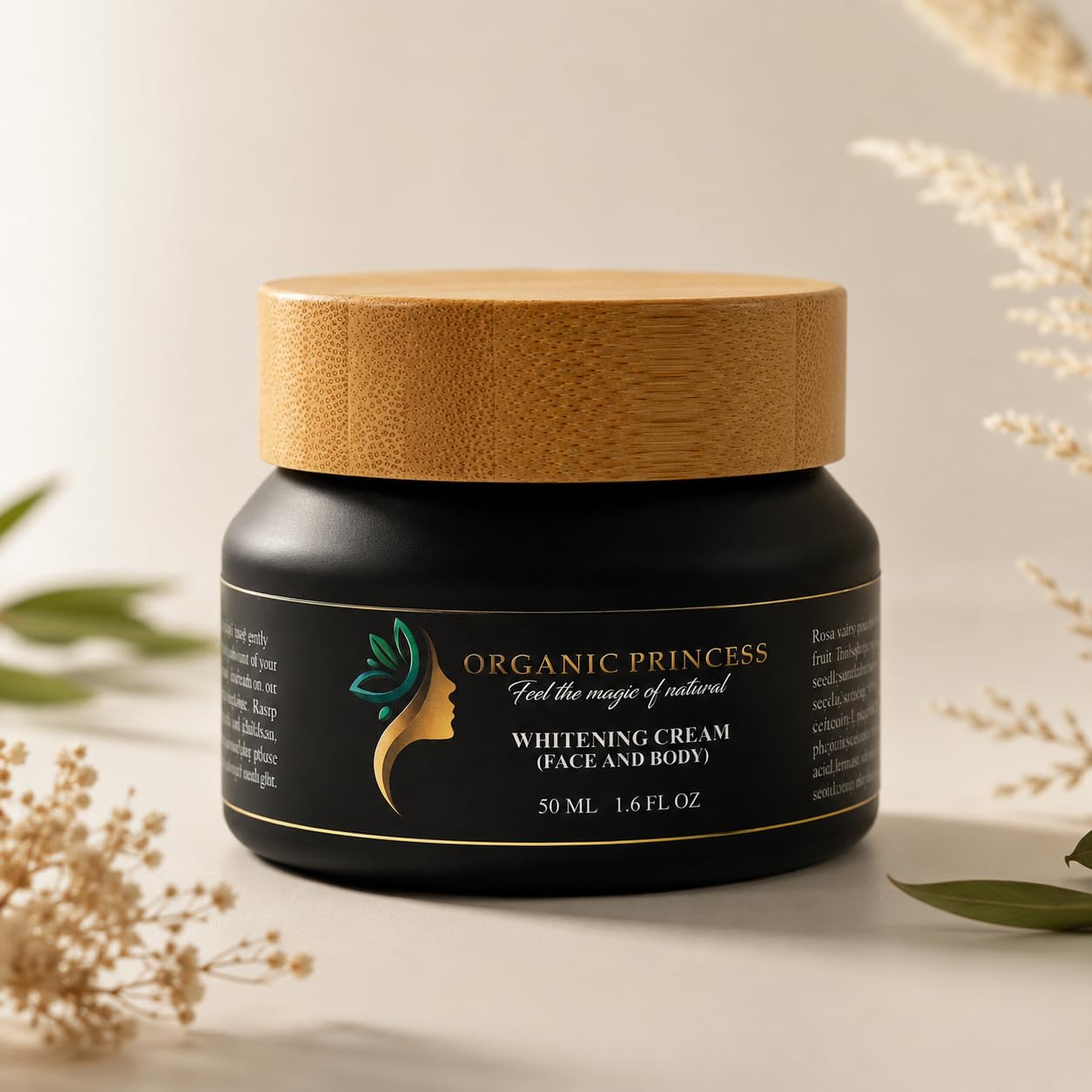 Organic Princess Whitening Cream for Face and Body, Reduces Dark Spots, Evens Skin Tone, 50 ML 1.6 FL OZ