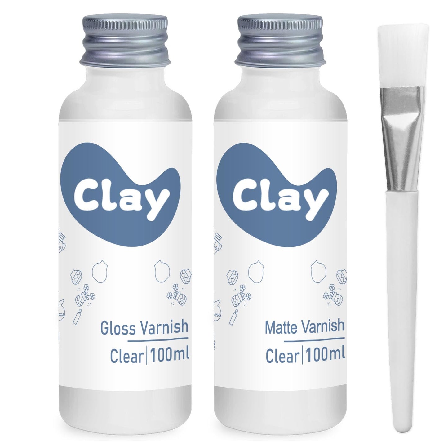 1DFAUL Air Dry Clay Glaze Kit, 2 x 100ml Gloss Matte Clay Varnish Sealant, Water Proof, High Luster Finish, Scratch Resistant, for Craft Pottery