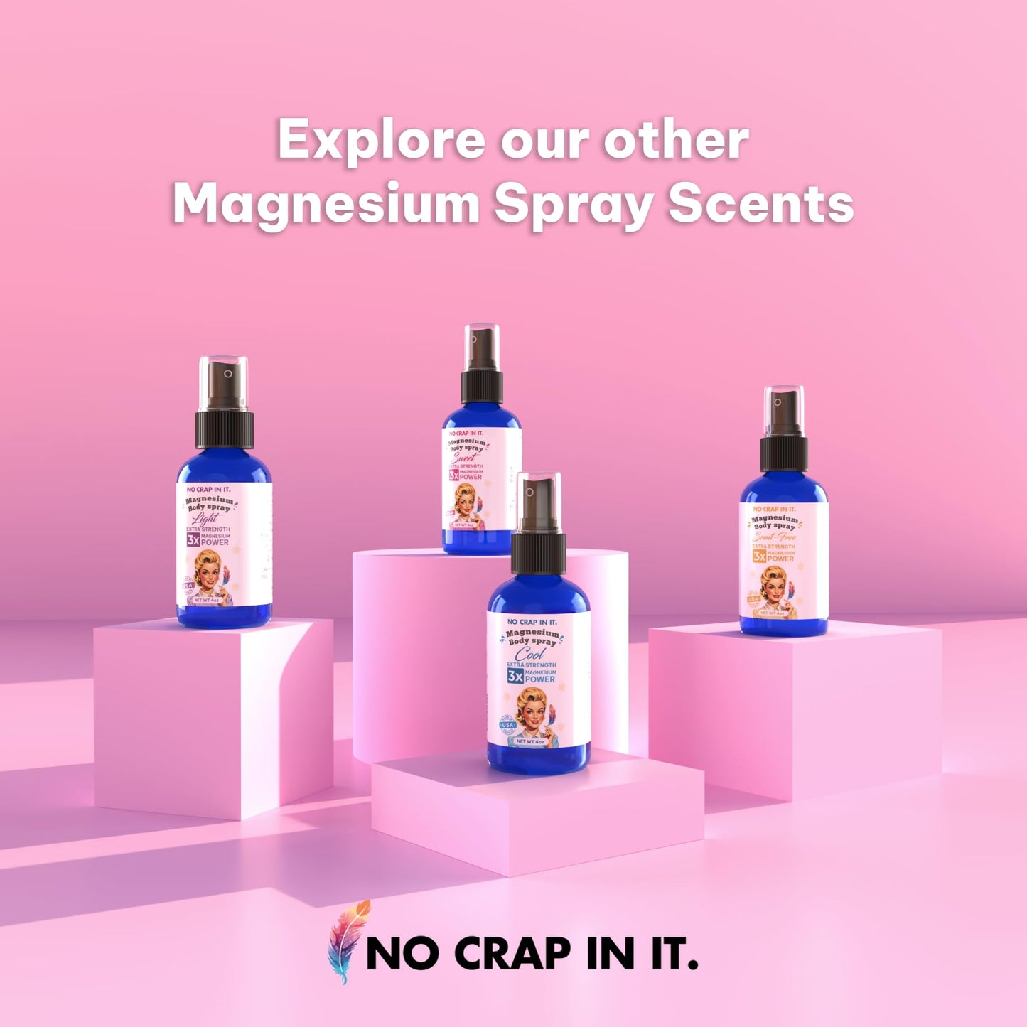 No Crap In It Magnesium Spray Triple Power – Magnesium Chloride, Witch Hazel, Spray with Lavender Essential Oil for Relaxation, Recovery & Daily Wellness – 4 oz (Scent Free)