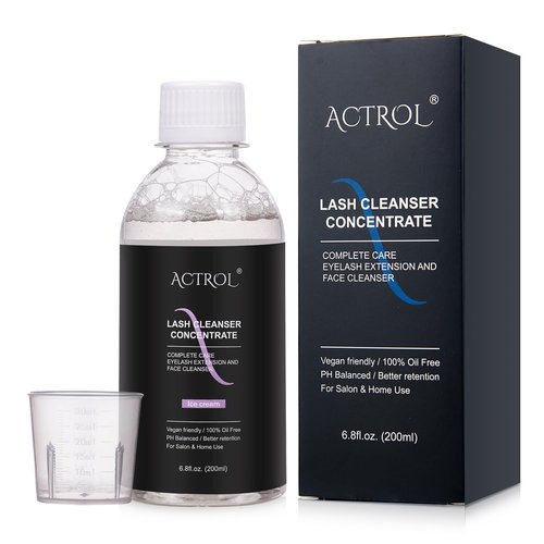 Eyelash Cleanser Concentrate 200ml Ice Cream Professional Lash Shampoo Foaming Cleanser DIY Paraben & Sulfate Free Non-lrritating Wash for Extensions Lashes with Salon Home Care-Makes 20 Bottles