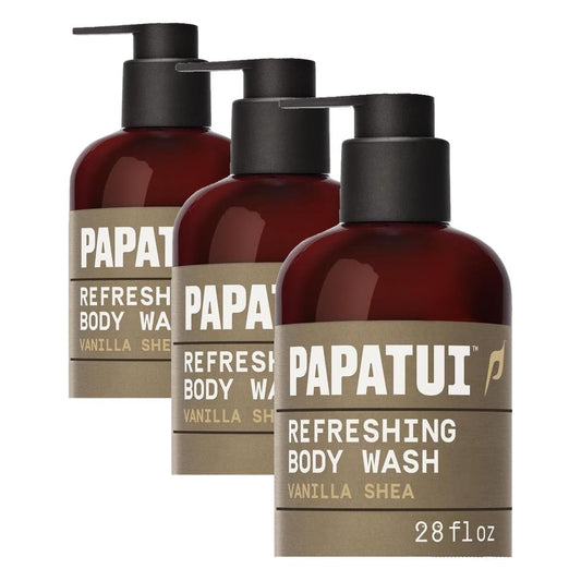 PAPATUI by Dwayne Johnson Refreshing Body Wash for Men | Exfoliating, Hydrating & Made with Coconut Oil | Vanilla Shea | 28 oz (Pack of 3)