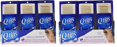 3 x Q-tips Cotton Swabs, 625 ct (Pack of 2)