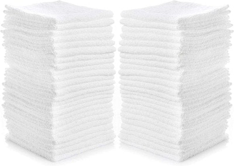 Simpli-Magic Cotton Washcloths White, 40 Pack, Size: 12”x12”