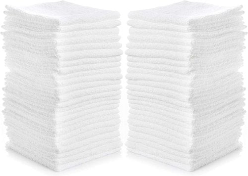 SIMPLI-MAGIC Cotton Washcloths White, 40 Pack, Size: 12”x12”