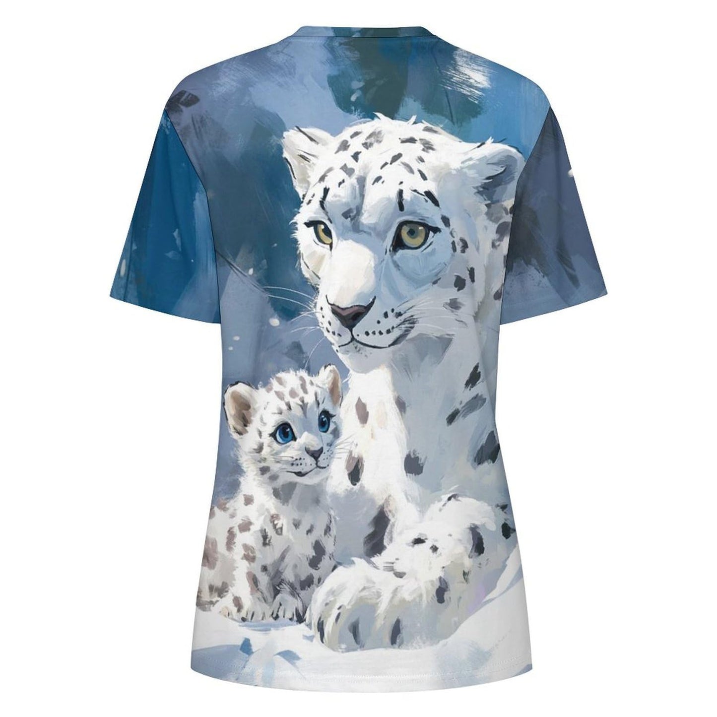 Mothers Day Shirt Snow Leopard Print Fashion Funny Casual Mom and Daughter Outfits Soft Comfy Short Sleeve Cotton Oversized Tee for Summer Vacation Mother Daughter Matching Shirts,2XL