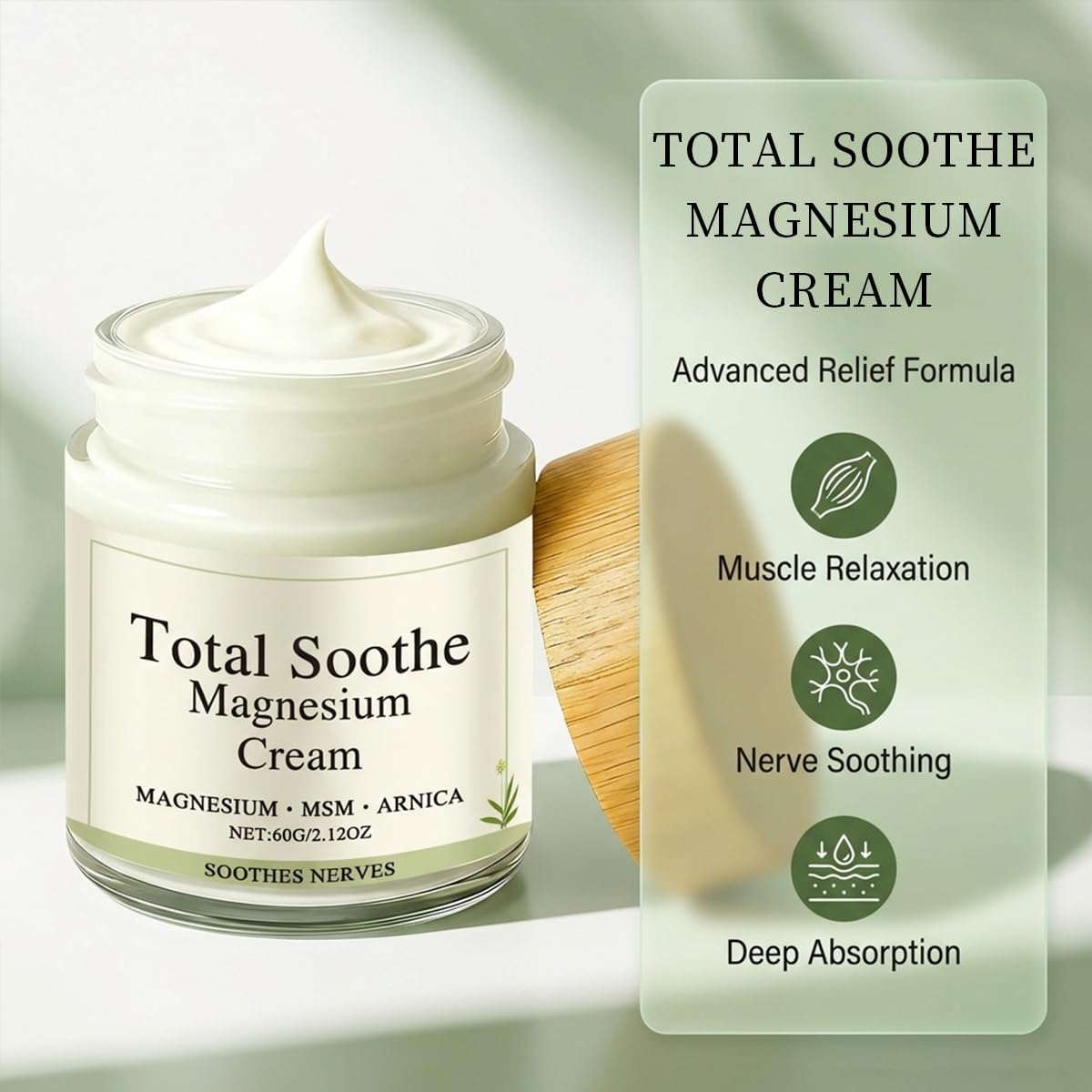 FYFTNMZ Total Relief Magnesium Cream,Mineral Delivery Formula & Arnica,Fast Absorbing, Non-Greasy Topical for Everyday Joint & Muscle Comfort(2pc)