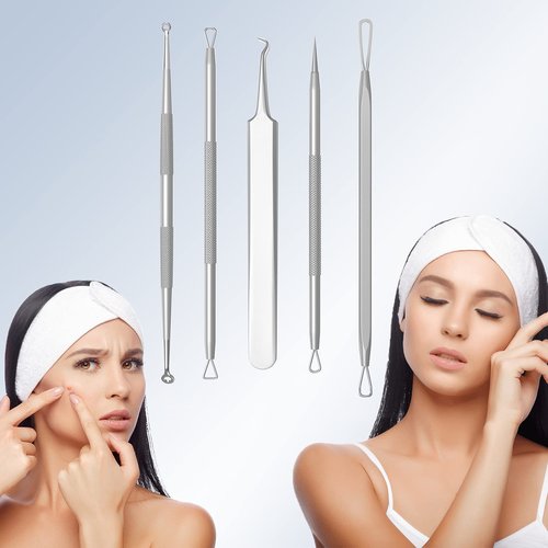 MelodySusie Blackhead Remover Pimple Popper Tool Kit Professional Blackhead Extractor Removal Tool for Nose Face with Portable Metal Case, Silver, Gifts for Women
