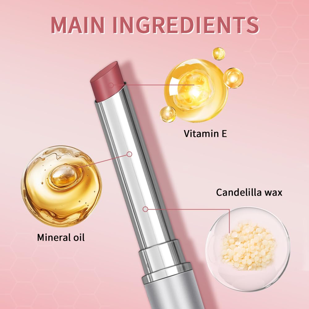 DEERELF Honey Noir Lipstick,Nourishing Honey Noir Lipgloss, Pink Lip Tint,Deep Moisturizing Black Cherry Tint Lip Balm,Hydrating Lipgloss for All Skin Tones（pink）