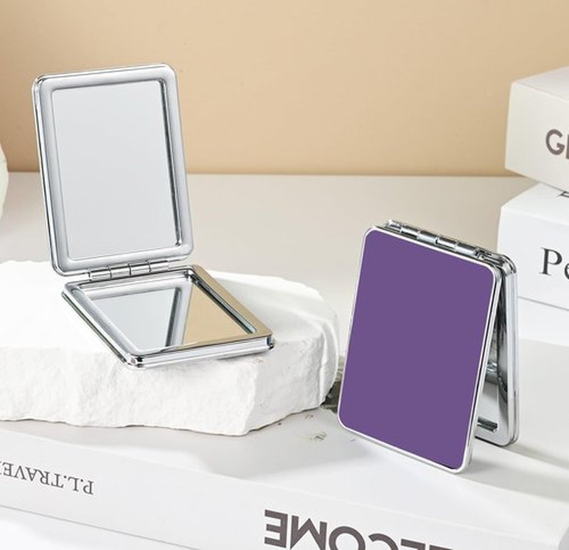 dcdcee Pocket Mirror, Small Travel Mirror with Magnification, Portable Double-Sided Magnifying Cosmetic Mirror for Daily (Purple)
