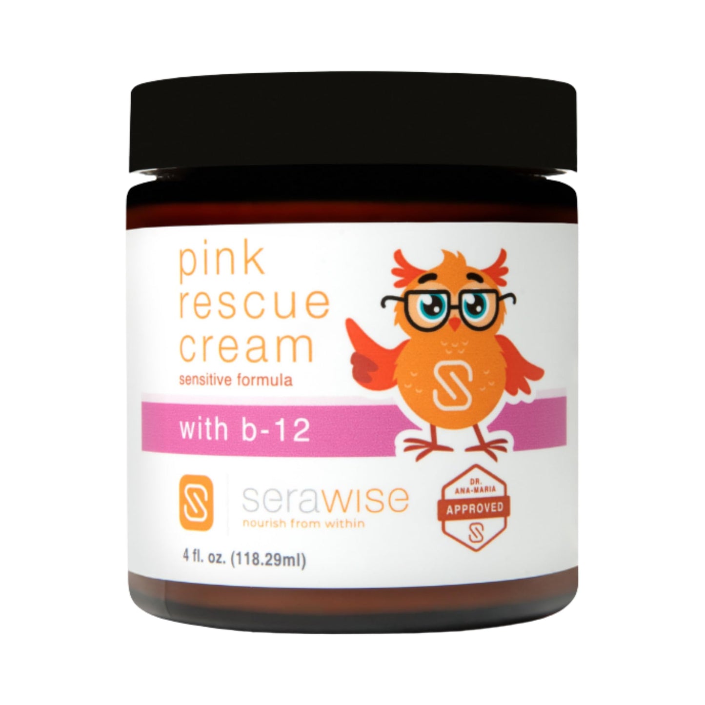Serawise Pink Rescue Cream by Dr. Ana Maria Temple | Hydration for Sensitive Skin | Includes Calming Botanicals and B-12 | Relieves Redness, Dryness and Irritation | Fragrance Free | 4 Oz