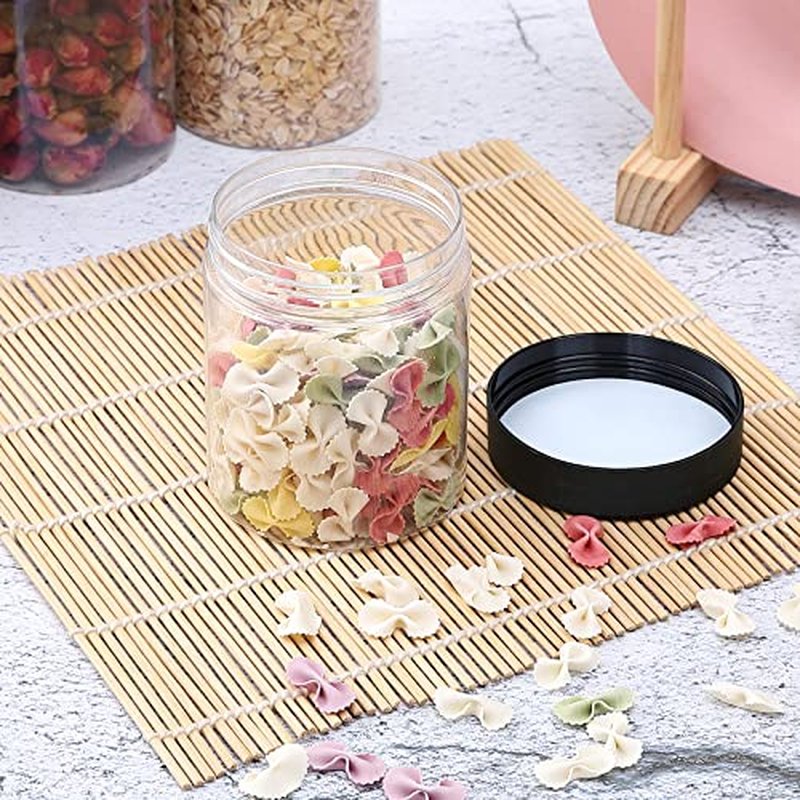 48PCS 8OZ Plastic Jars with Screw On Lids, Pen and Labels Refillable Empty Round Slime Cosmetics Containers for Storing Dry Food, Makeup, Slime, Honey Jam, Cream, Butter, Lotion