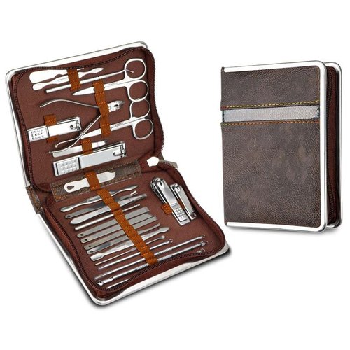 Nail Clippers Set 26 Piece Set Stainless Steel Nail Clippers Set Household Nail Cutter Suit with Box Trimmer Grooming Manicure Pedicure Nail Tools Pedicure Tools for Feet(Brown)