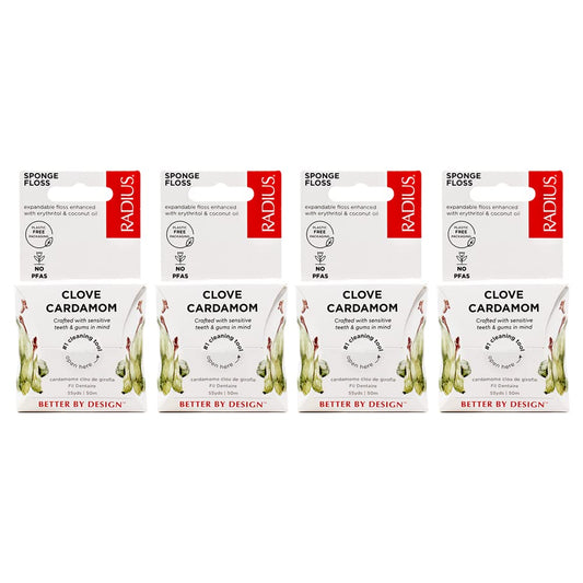RADIUS Peppermint Dental Floss 55 Yards Vegan and Non-Toxic Oral Care Boost Total Tooth & Gum Protection Clear - Pack of 6