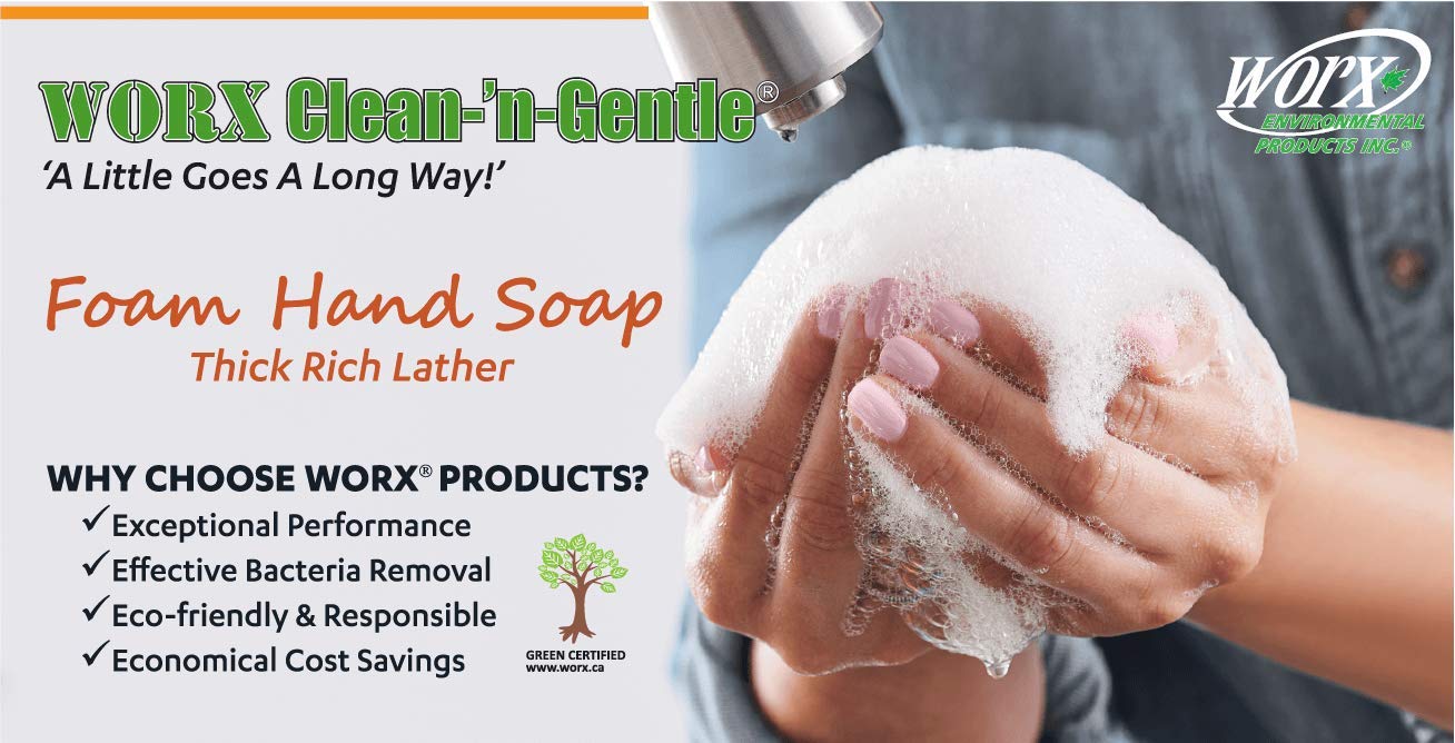 Worx Clean-'n'-Gentle Foam Hand Soap 1 gal. (3.78 L.) for use in Industrial, Commercial and Residential applications.