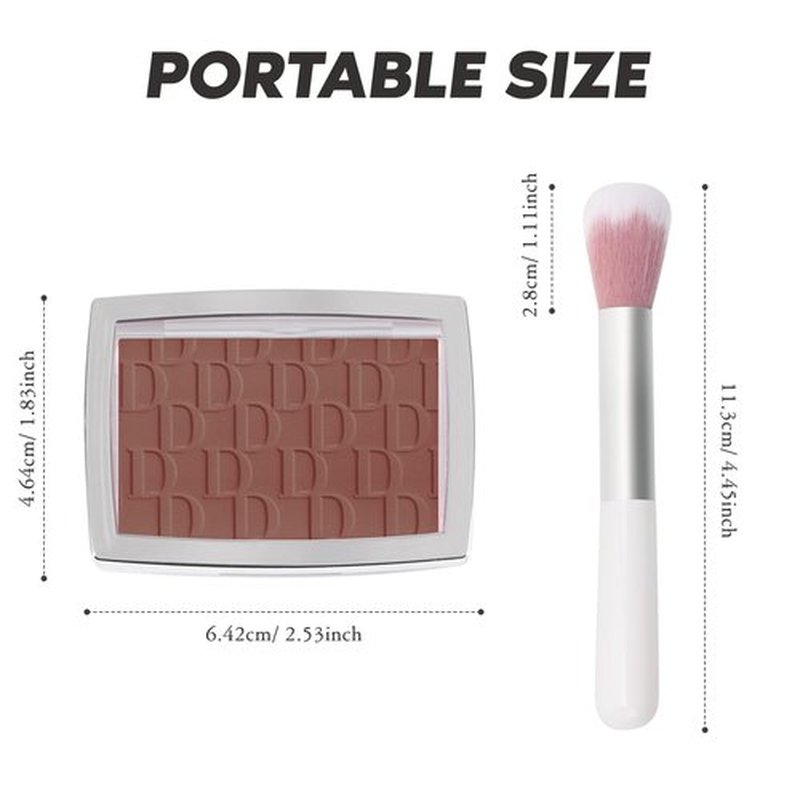 LYBHDAFA Powder Blush for Cheeks with Brush, Matte Blush Palette Korean Blush Powder Face Blusher, Natural Glow Blendable Formula Silky Lightweight Makeup Blush Palette for Cheeks, 020# Mahogany