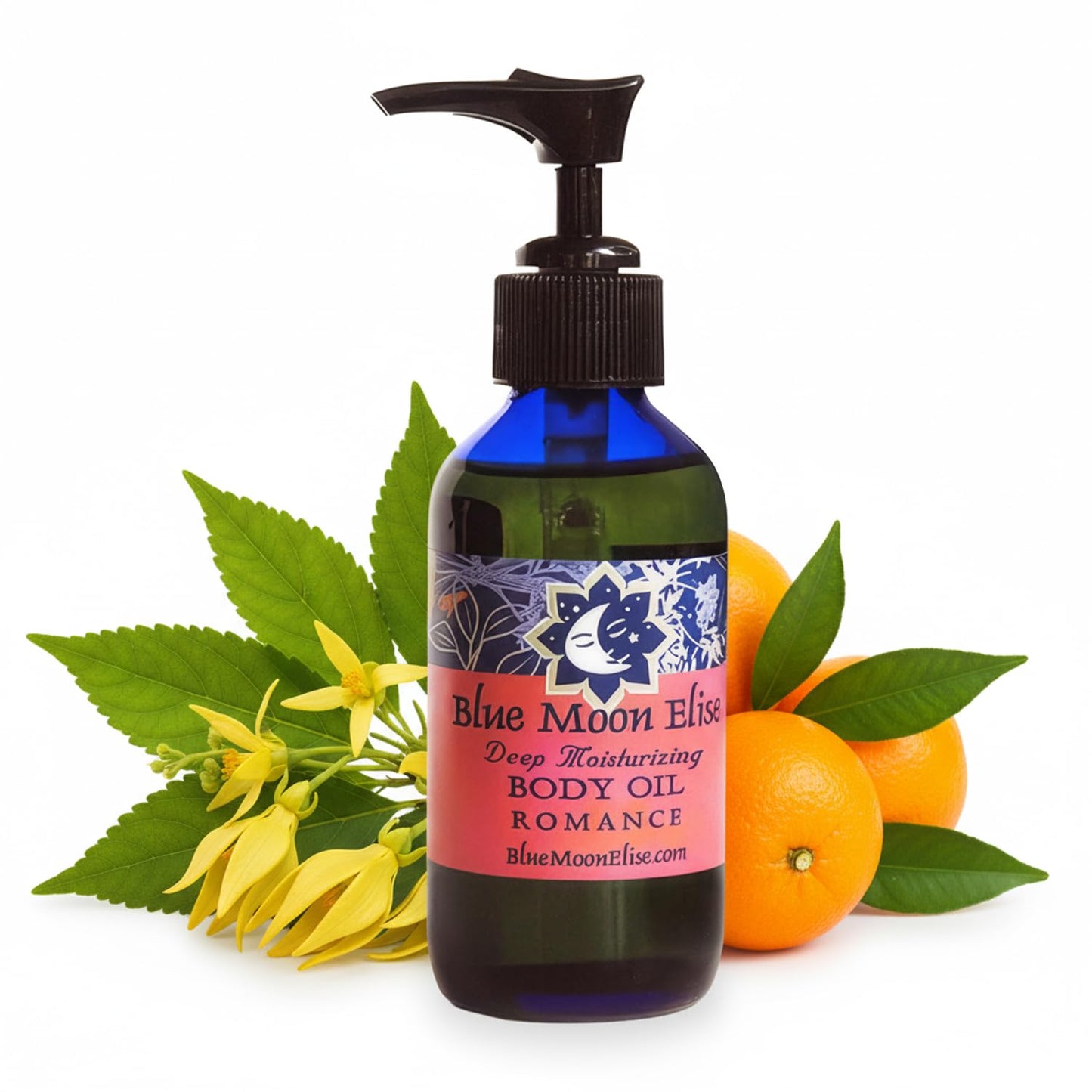 Blue Moon Elise Aromatherapy Body Oil - Hydrating Body Oil with Almond, Apricot & Coconut Oils - Scented with Pure Essential Oils for Women, Men & Dry Skin (Romance 4 oz)