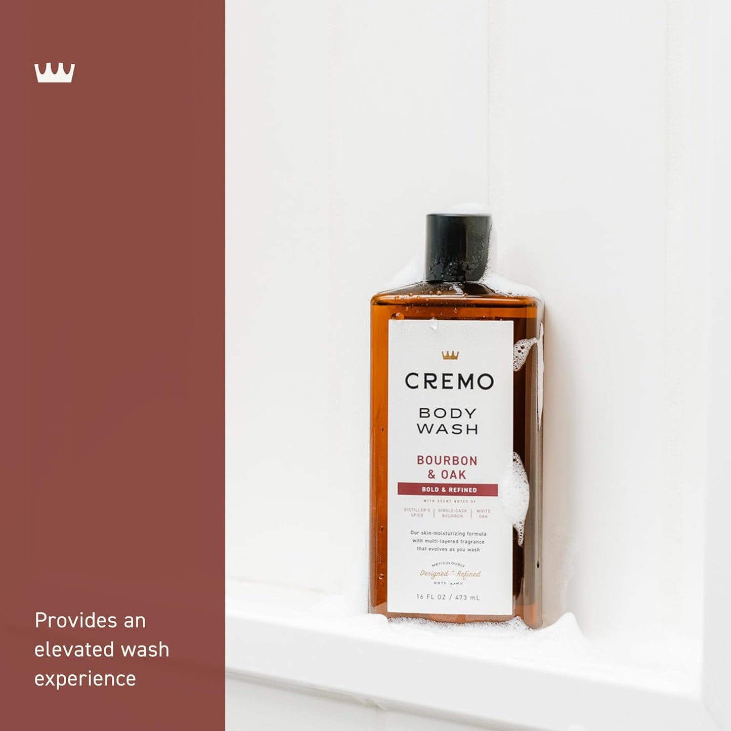Cremo Body Wash for Men - Rich-Lathering Bourbon & Oak | 16 Fl Oz