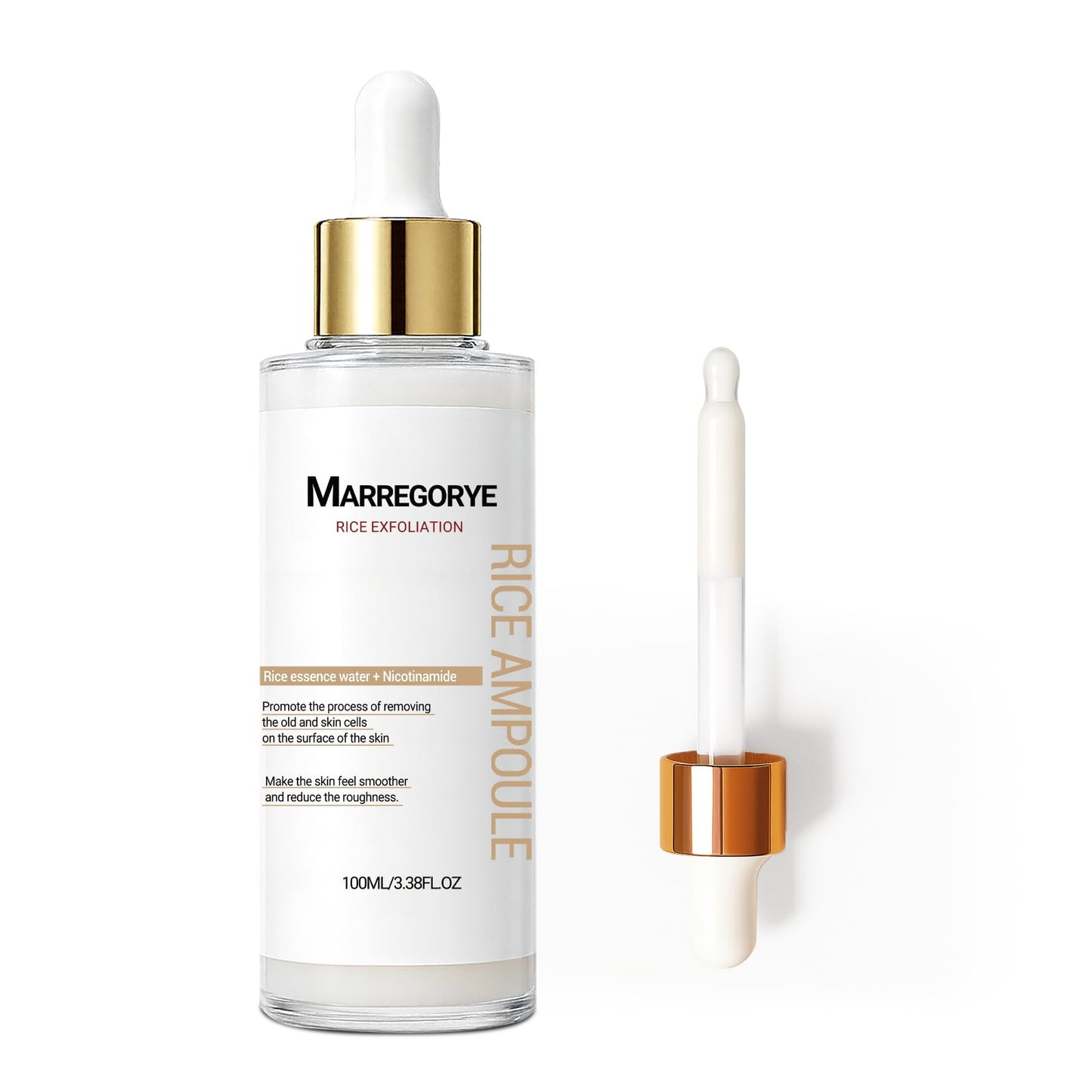 MARREGORYE Beauty Peel Shot Glow Rice Ampoule Duo Exfoliating Essence, Black Rice Exfoliant Face Scrub for Hydrating & Blackhead Remover, Body Care 100ml (Rice Exfoliant Essence)