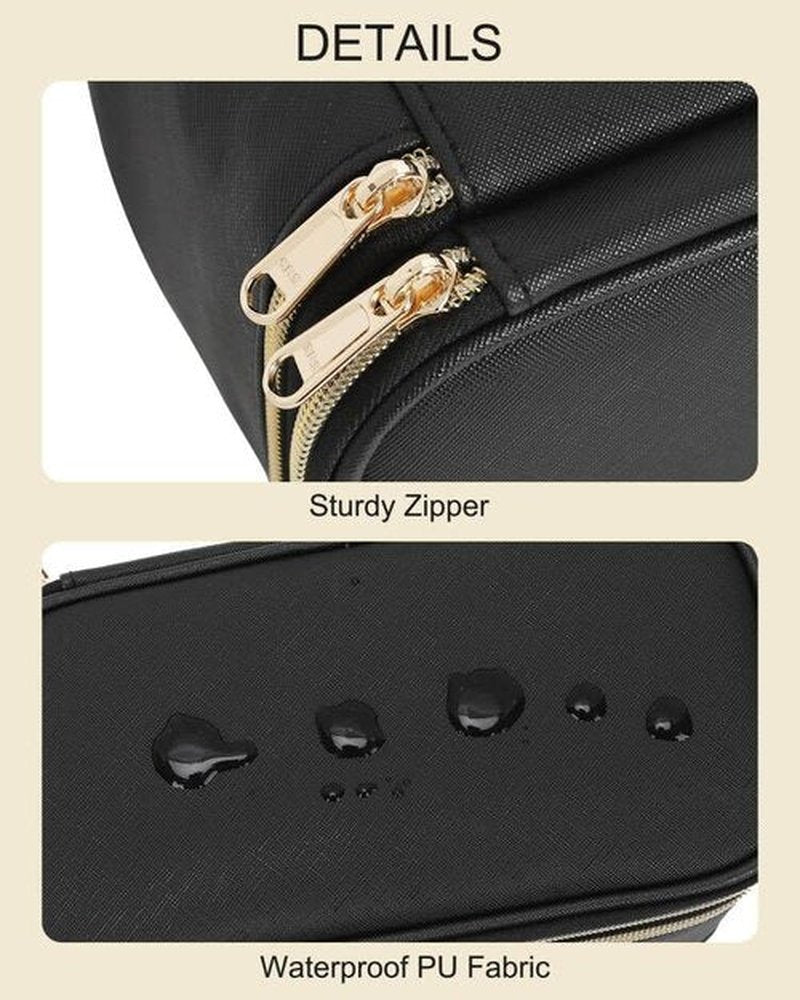 Relavel Travel Makeup Bag Small Make Up Bags for Women Portable Cosmetic Bag Organizer Cute Toiletry Bag with Makeup Brush Holder Waterproof Makeup Pouch for Car