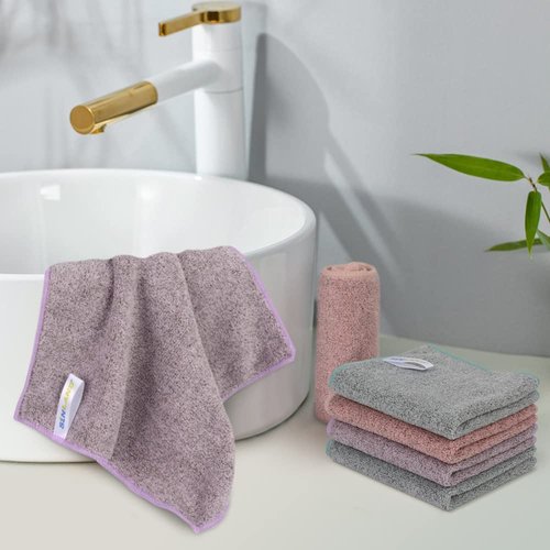 SINLAND Microfiber Face Towels Ultra Soft Facial Washcloths Face Cloth 12Inch x 12Inch 12 Pack Multicolor